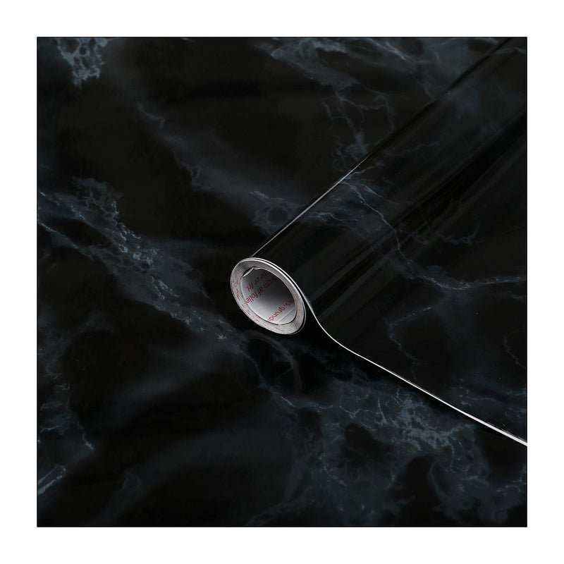 d-c-fix 346-0048 Decorative Self-Adhesive Film, Marble Black, 17" x 78" Roll - Image 1